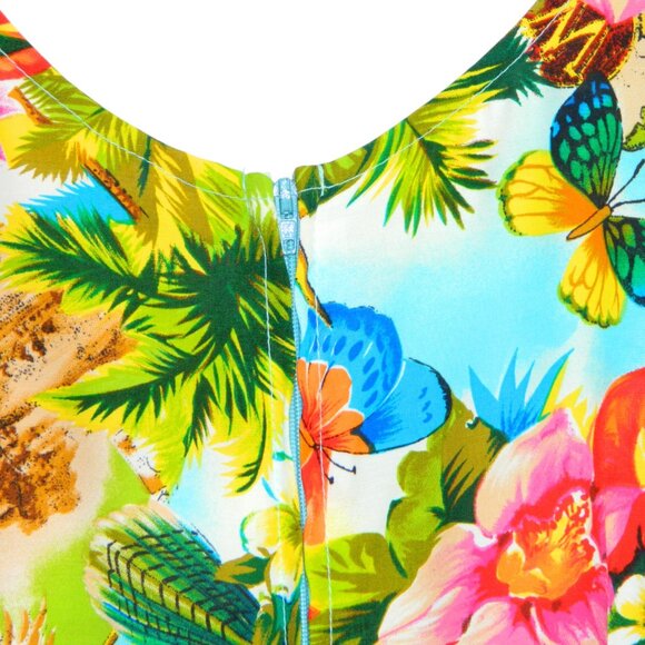 Tropical Holiday Party Caribbean Floral Dress Light Faux Wrap Skirt Size S/M - Picture 13 of 16